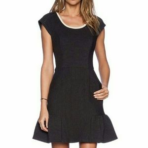 HARLYN GREY PINSTRIPE AND FLARE DRESS