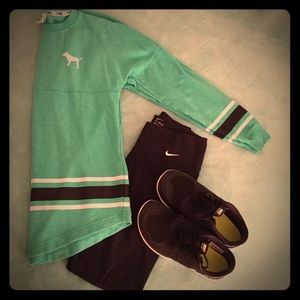 TRADE PINK Green Varsity Crew