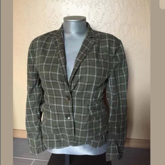 rag & bone green plaid knit blazer size M