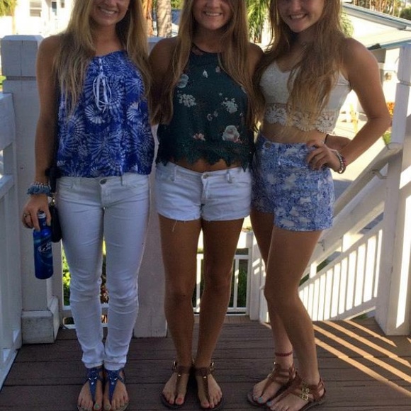 SOLD**Green floral backless halter w/ lace bottom - Picture 3 of 4