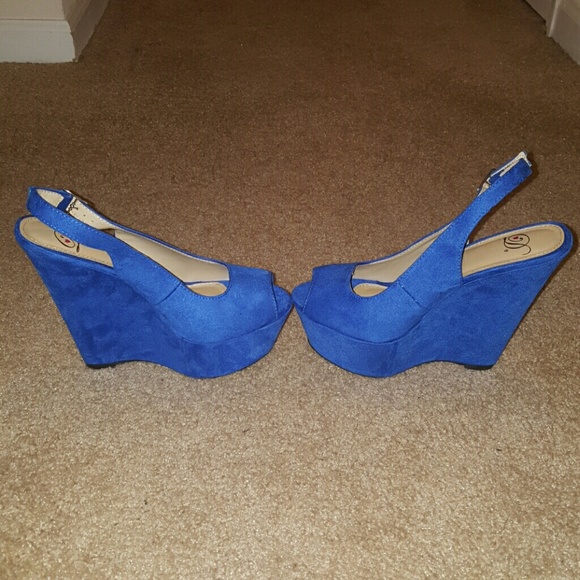 Blue Suede Wedges