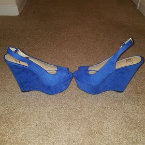 Blue Suede Wedges