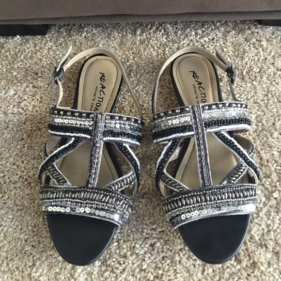 Silver beaded sandals - Picture 1 of 3