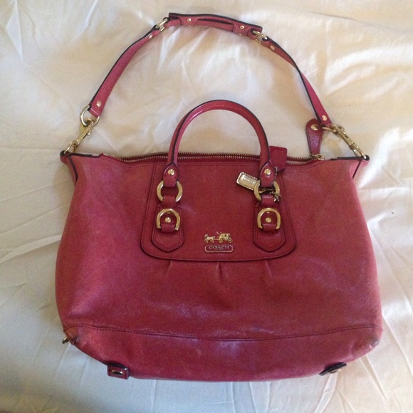 Coach purse real leather. Coral color