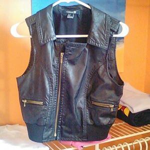 Black zip biker vest