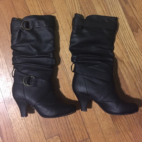 black heeled boots