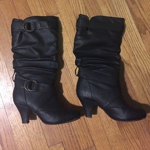 black heeled boots