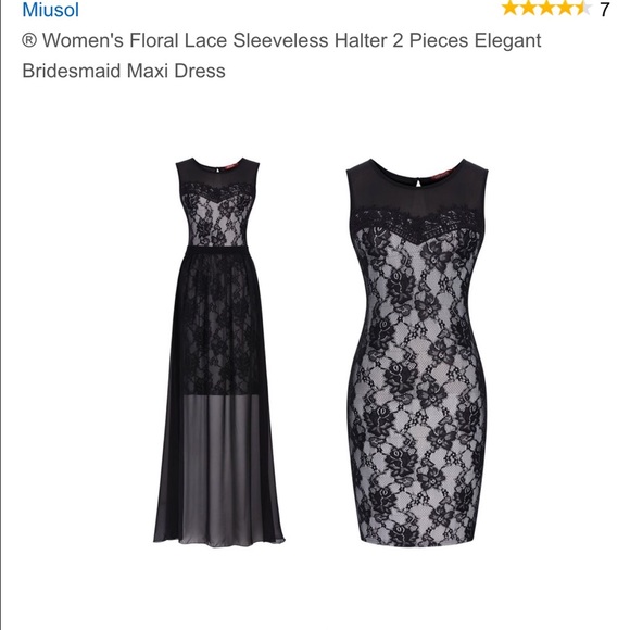 Black dress with black sheer skirt - Picture 4 of 4