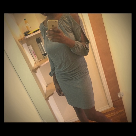 Long sleeve grey cotton dress!