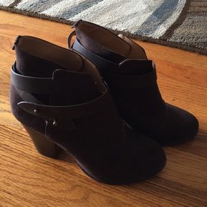 Brown suede booties