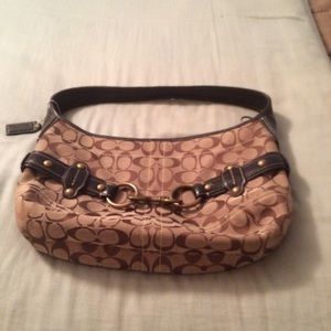 Coach bag light brown with dark brown learher
