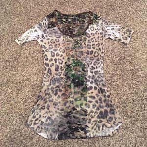 Leopard buckle top