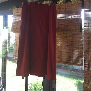 Russet orange suede like long skirt