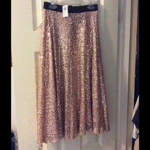 Gold Sequin Midi Skirt