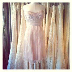 Amsale bridesmaid dress, blush, silk chiffon, sz 8