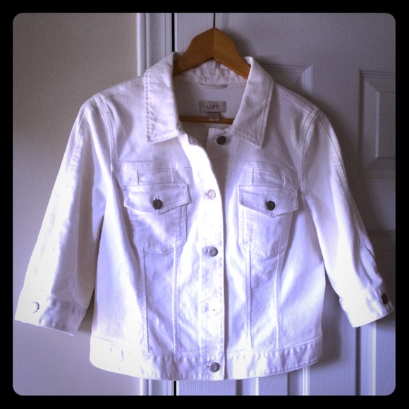 White Cropped-3/4 sleeve Jacket ~ Loft Outlet