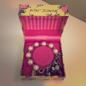 Pink pearl charm bracelet by Betsey Johnson