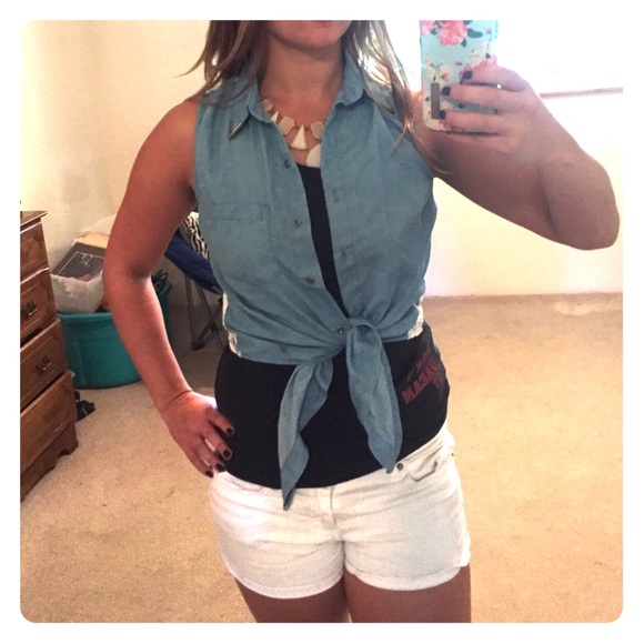 Denim lace vest