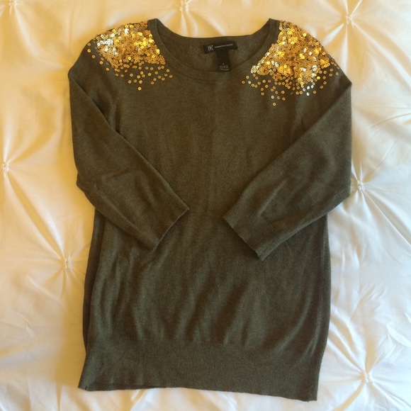 Gold flecked gorgeous olive sweater
