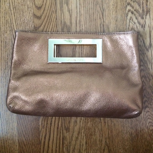 Michael Kors Bronze Clutch with Gold Hardware