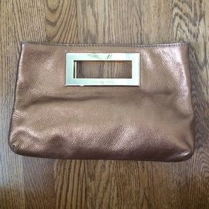 Michael Kors Bronze Clutch with Gold Hardware