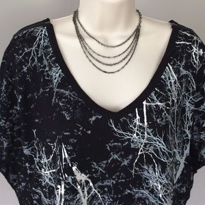 Black Dressy Zipper Shoulder Sleeve Top