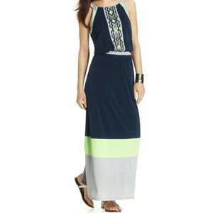 Style&co Intarsia Print Colorblock Maxi Dress