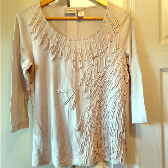 3/4 Sleeve T ~ Light Gray ~ CHICOS Size 2