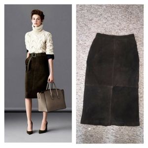 Chocolate leather suede pencil skirt