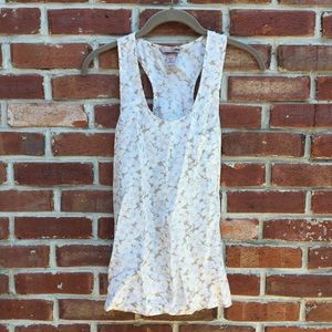 HM flowy floral beige top racer back tank 6 S