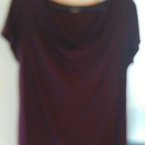 Deep purple silky cowl neck top