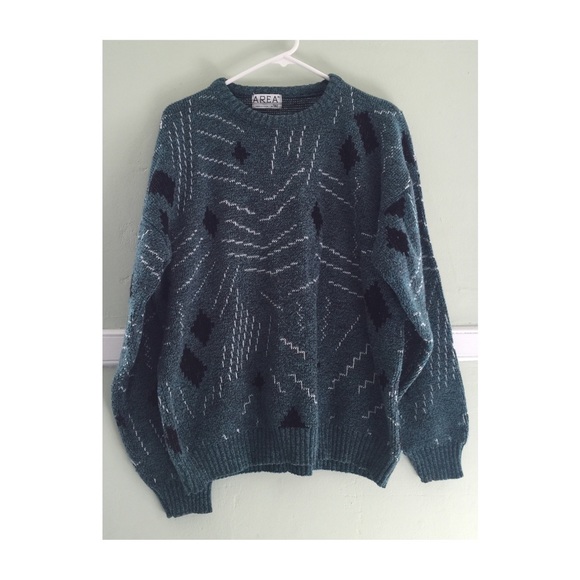 Teal Abstract Vintage Sweater
