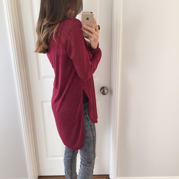 Sold • Maroon Long Side Slit Top - Picture 2 of 4