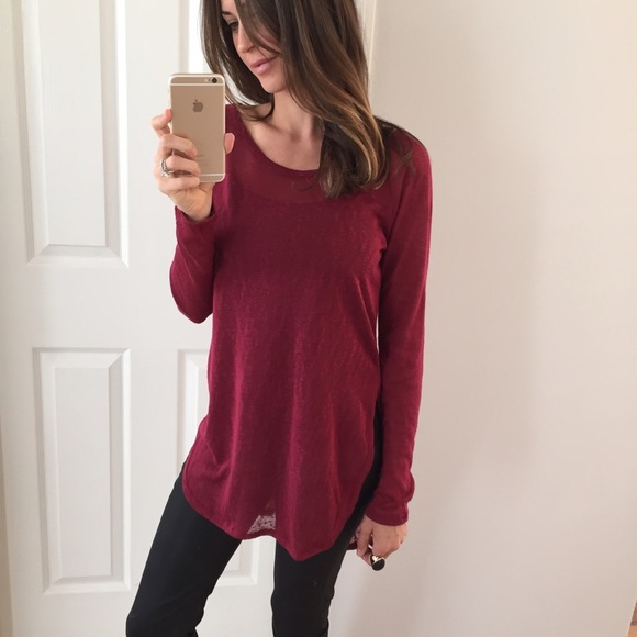 Sold • Maroon Long Side Slit Top - Picture 4 of 4