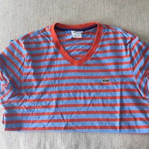 Men's short sleeve v neck striped shirt
