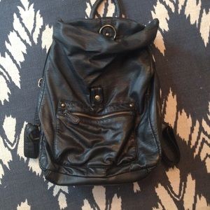 Black leather backpack