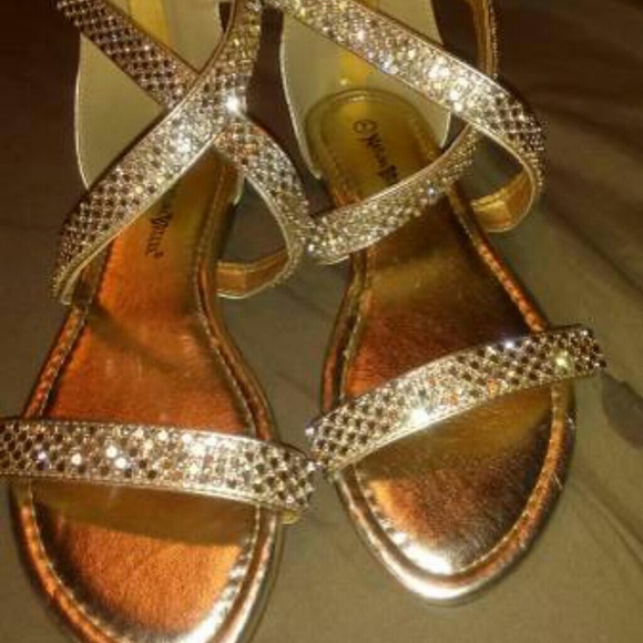 Gold Gladiator Sandals - Picture 1 of 2