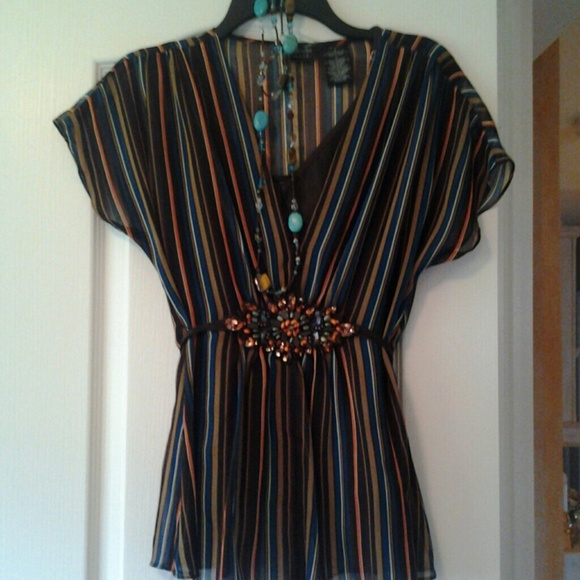Stripe sheer top