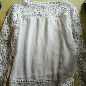 Longsleeve white crochet top