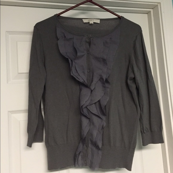 Loft ruffle-front cardigan