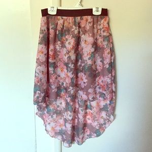 High-low floral print skirt