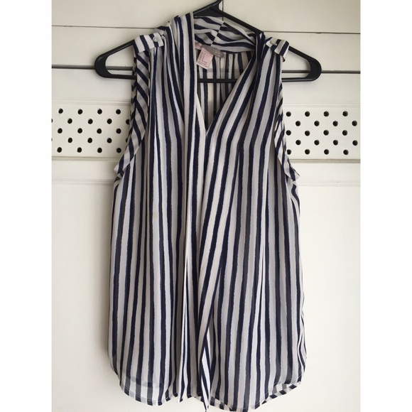 Blue and white pinstriped tank top