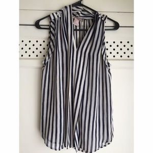 Blue and white pinstriped tank top