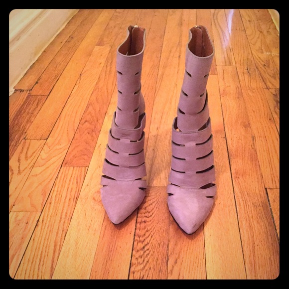 Taupe cut out ankle booties by Rebecca Minkoff