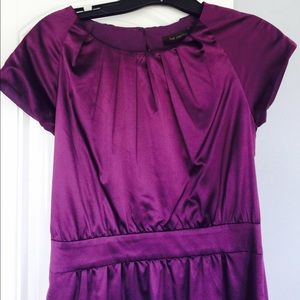 Satin deep purple knee length dress
