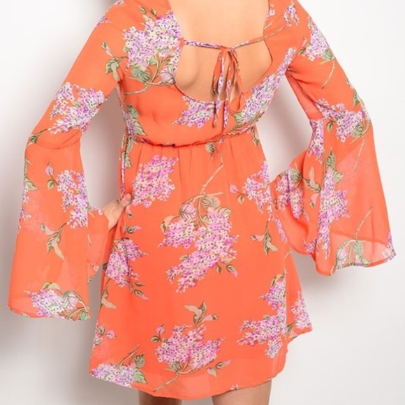 LAST ONE‼️🎉HP🎉 Orange Floral Print Dress - Picture 2 of 3