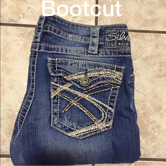 silver boot cut jeans
