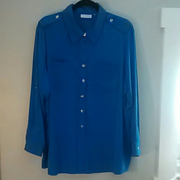 Blue Polyester Susan Graver Blouse - Picture 1 of 2
