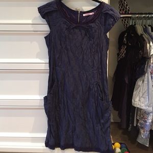 Navy blue "wrinkled look" dress by Calypso.