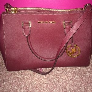 Authentic Michael Kors Medium Satchel-Claret Color